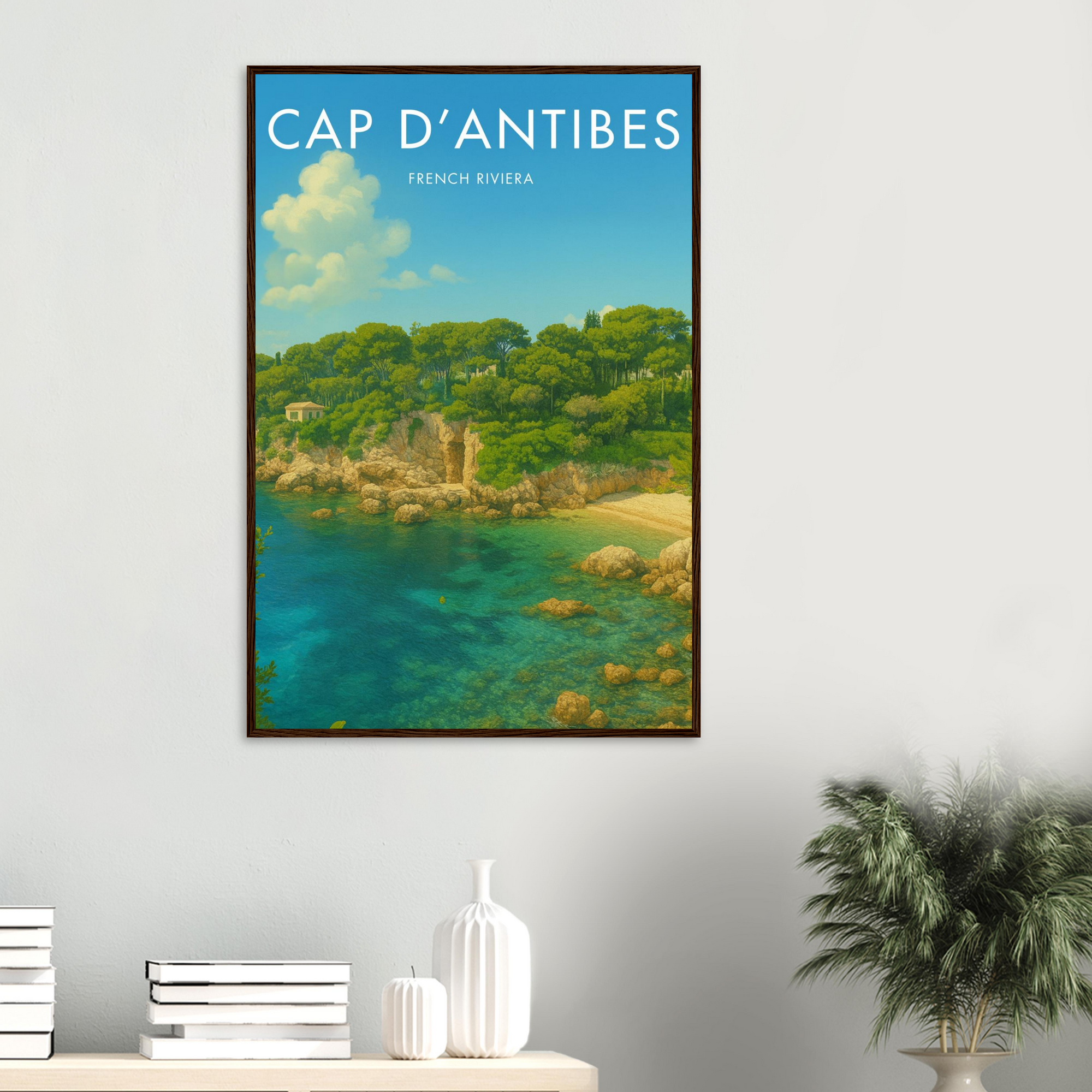 Cap D'Antibes Wooden Frame Vintage Poster