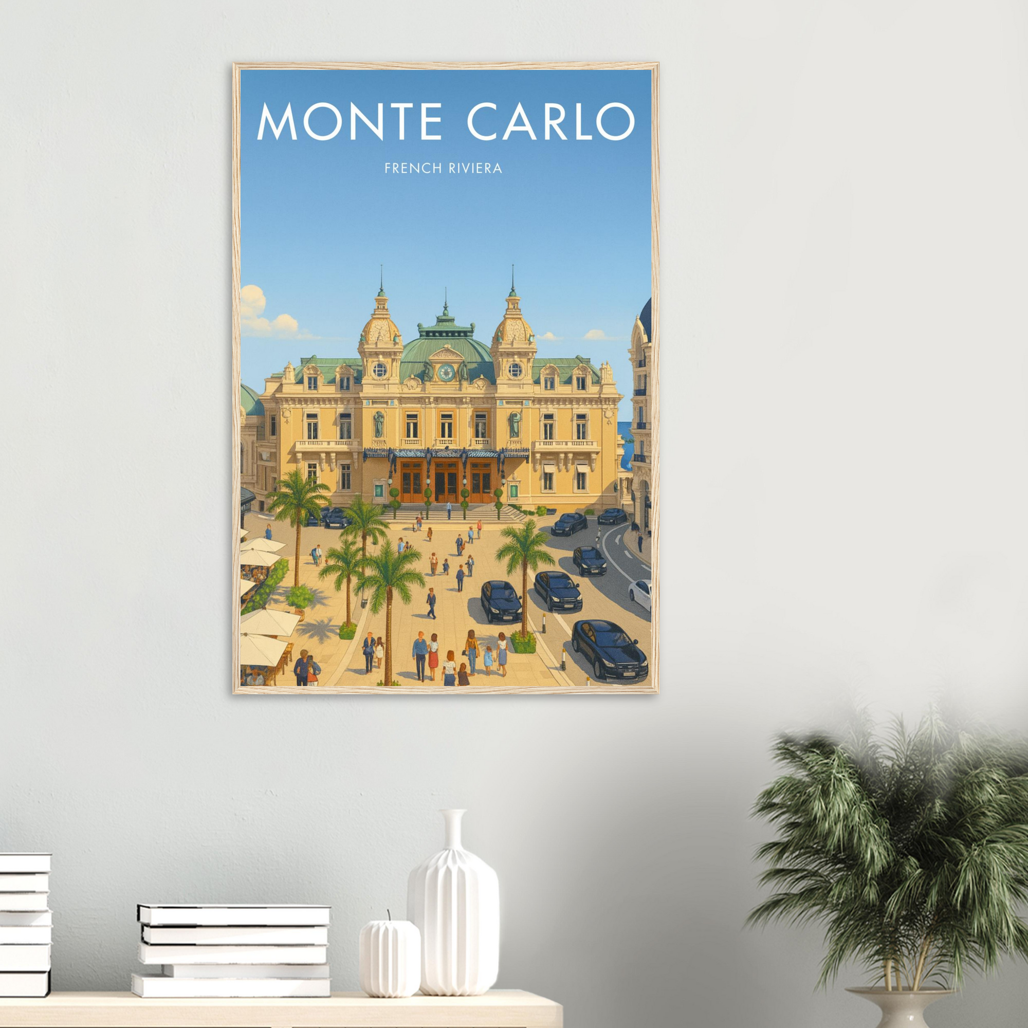 Monte Carlo Wooden Frame Vintage Poster