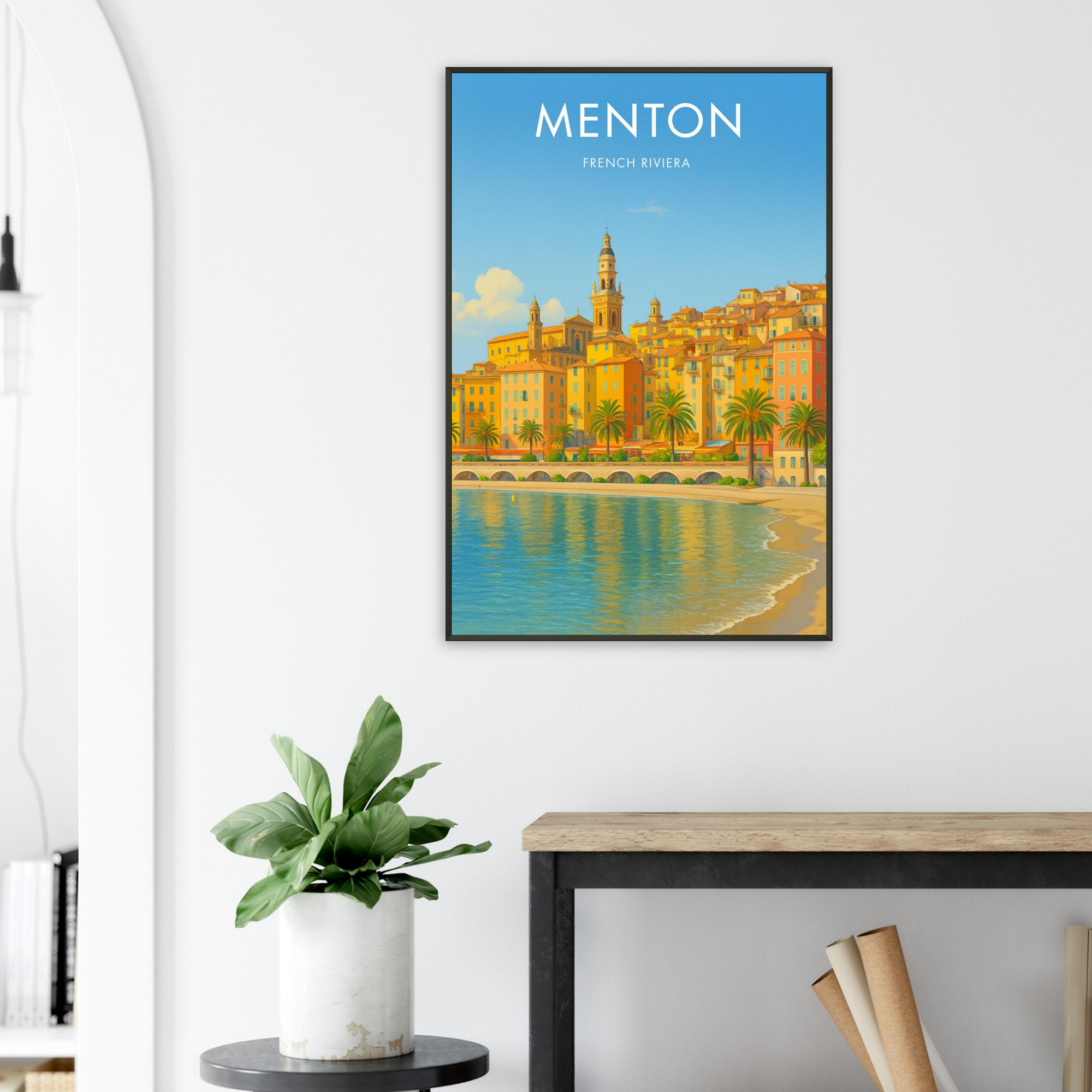 Menton Metal Frame Vintage Poster