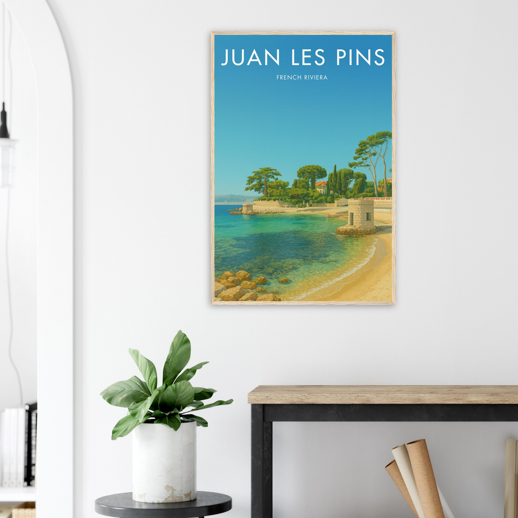 Juan Les Pins Wooden Frame Vintage Poster