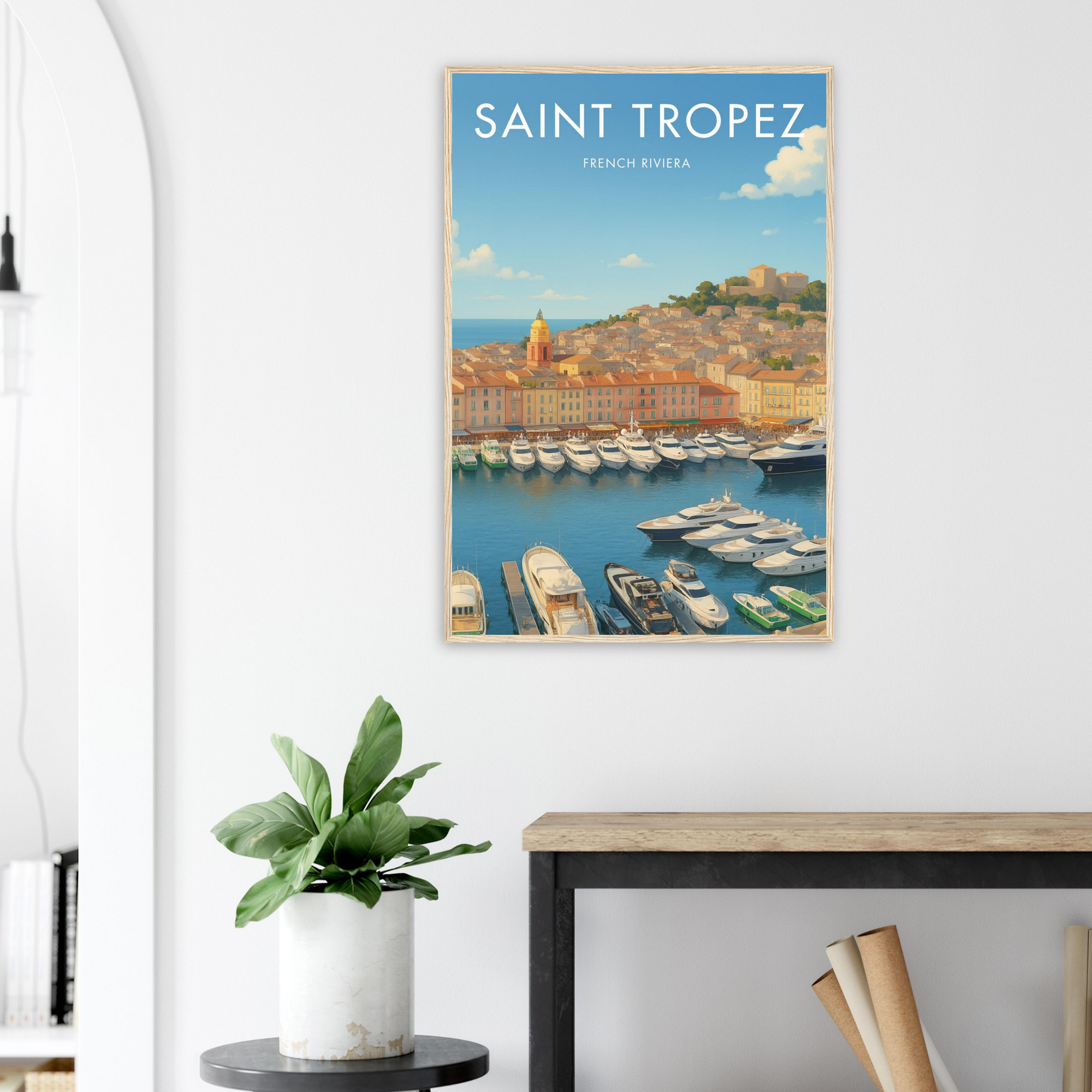 Saint Tropez Wooden Frame Vintage Poster