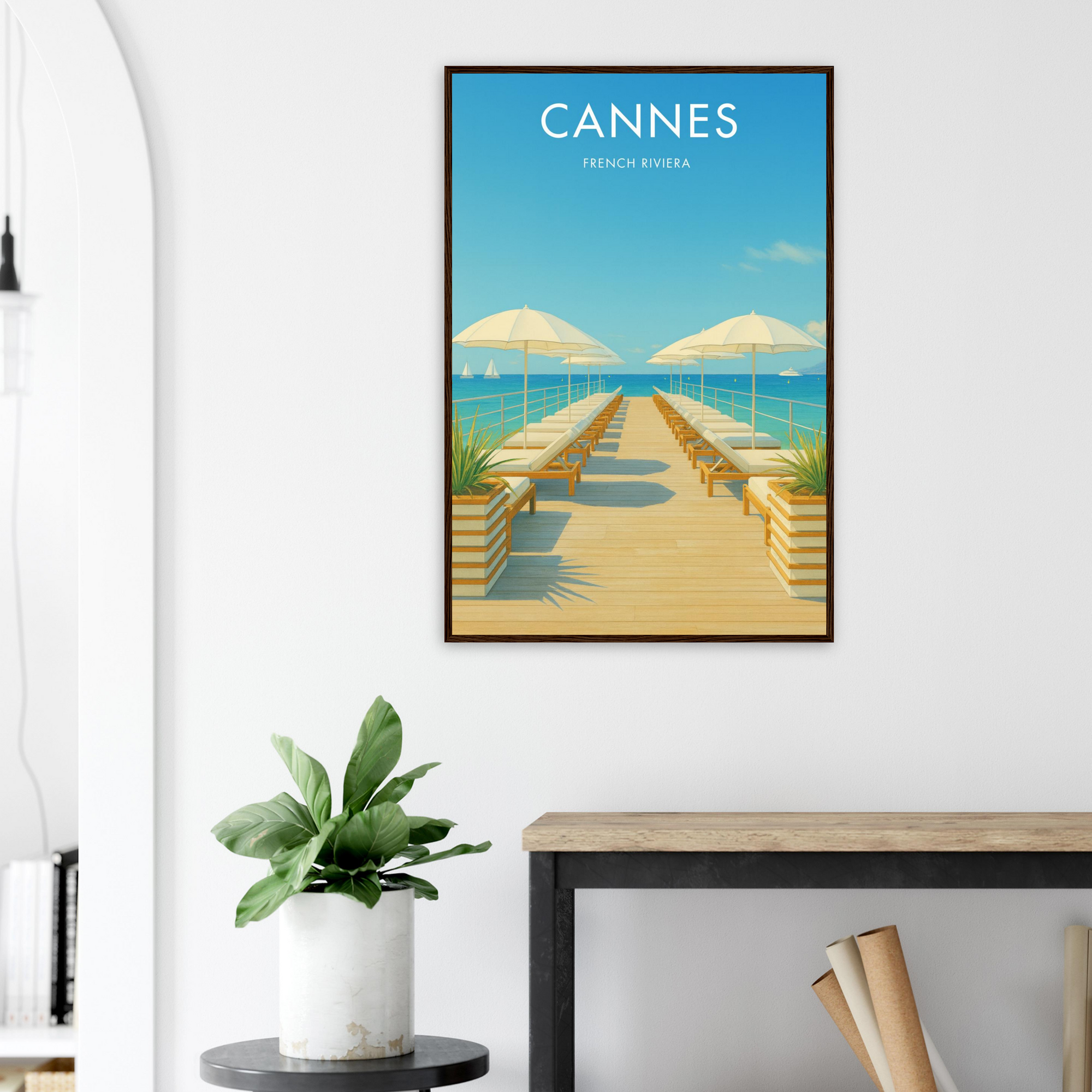 Cannes Wooden Frame Vintage Poster