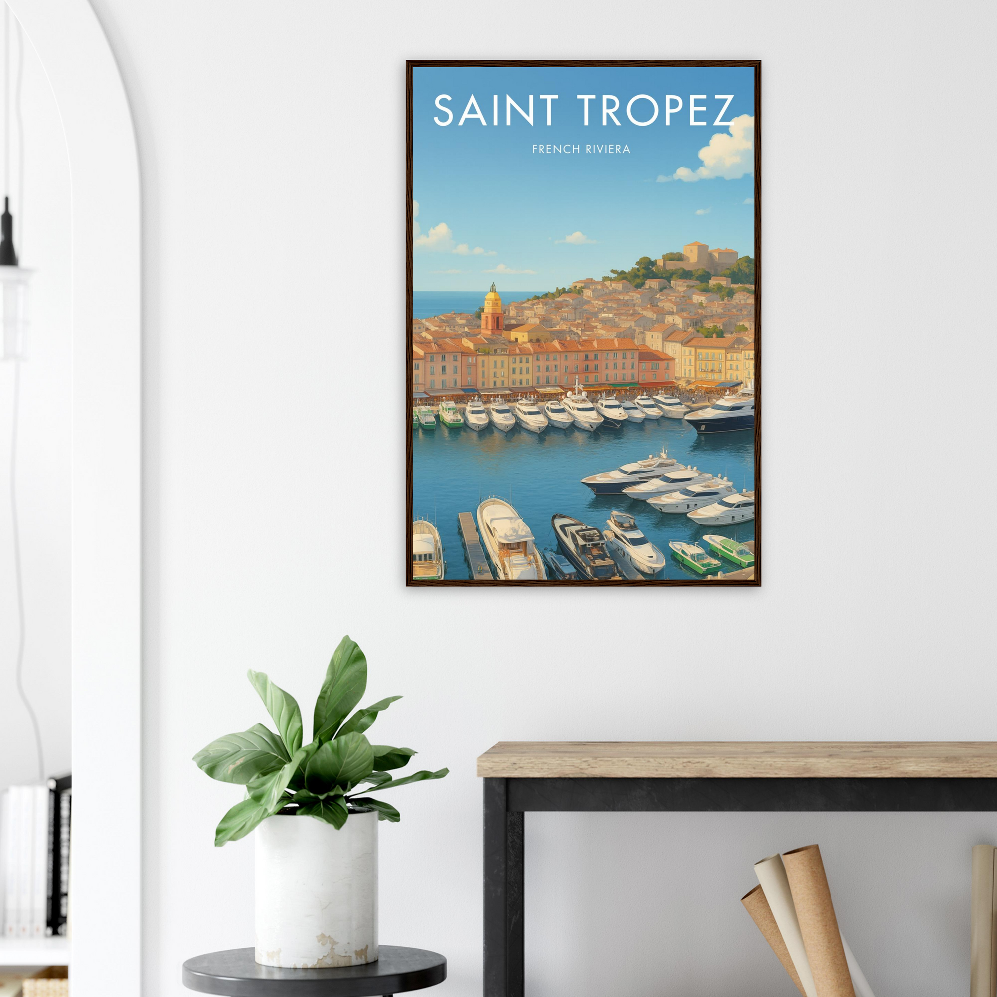Saint Tropez Wooden Frame Vintage Poster