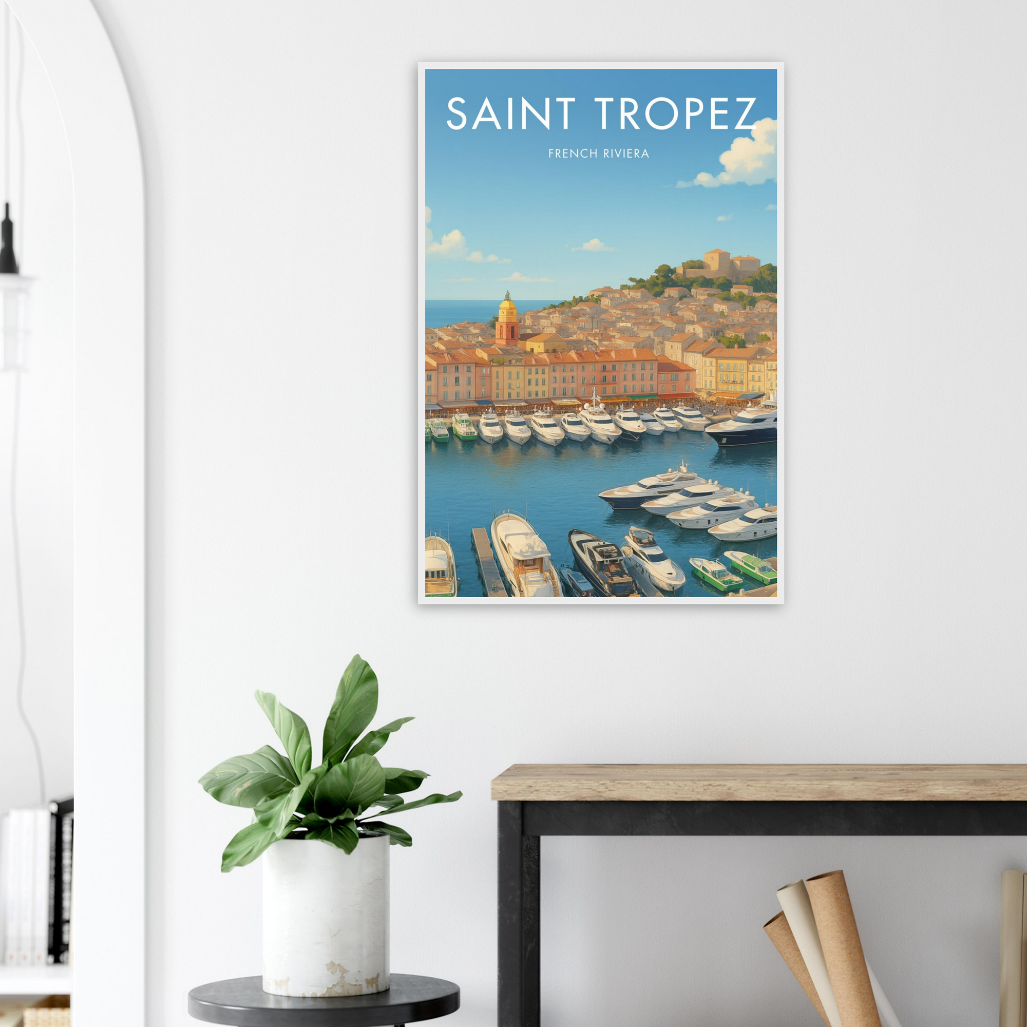 Saint Tropez Wooden Frame Vintage Poster