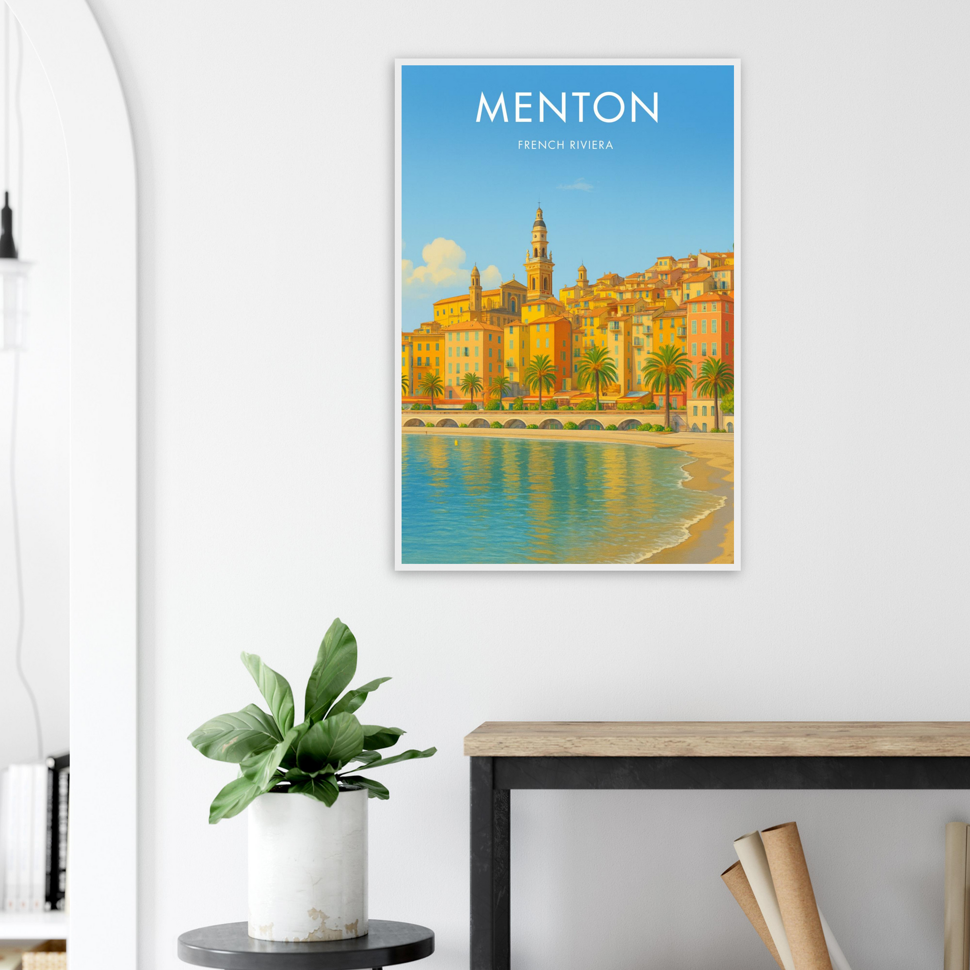 Menton Wooden Frame Vintage Poster