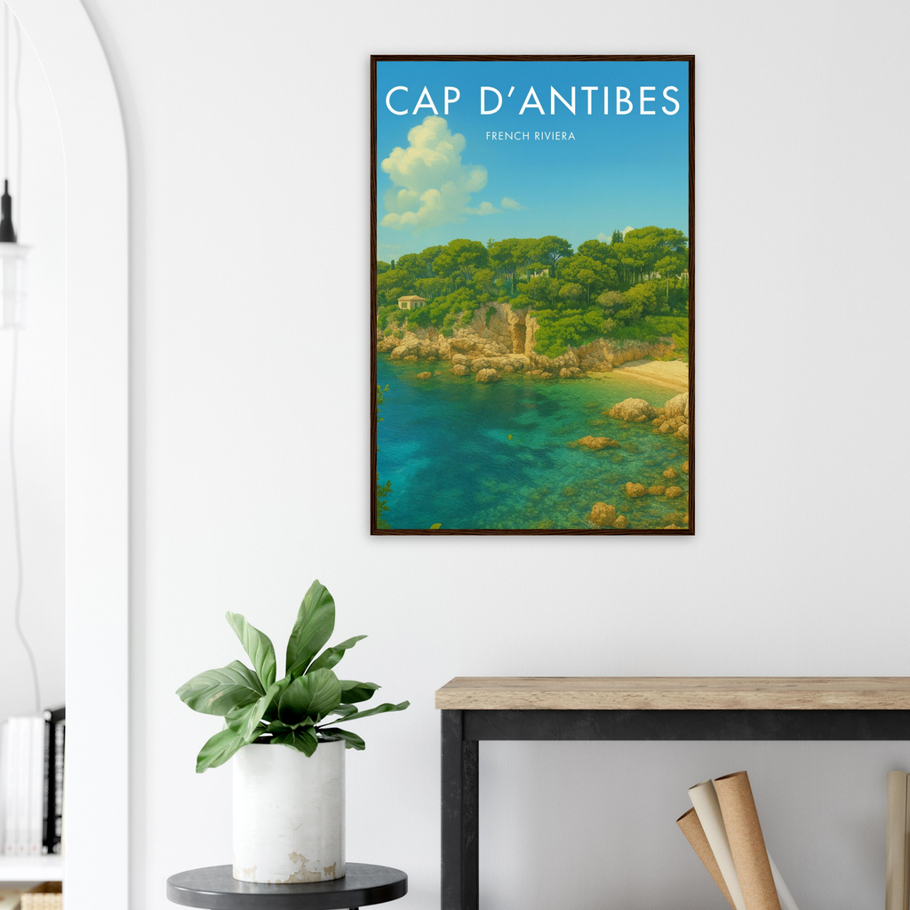 Cap D'Antibes Wooden Frame Vintage Poster