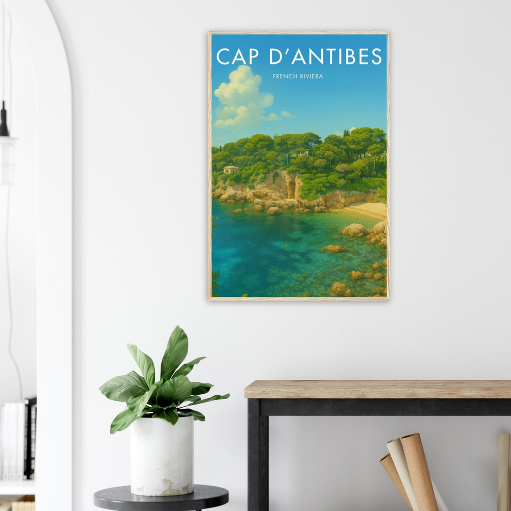 Cap D'Antibes Wooden Frame Vintage Poster