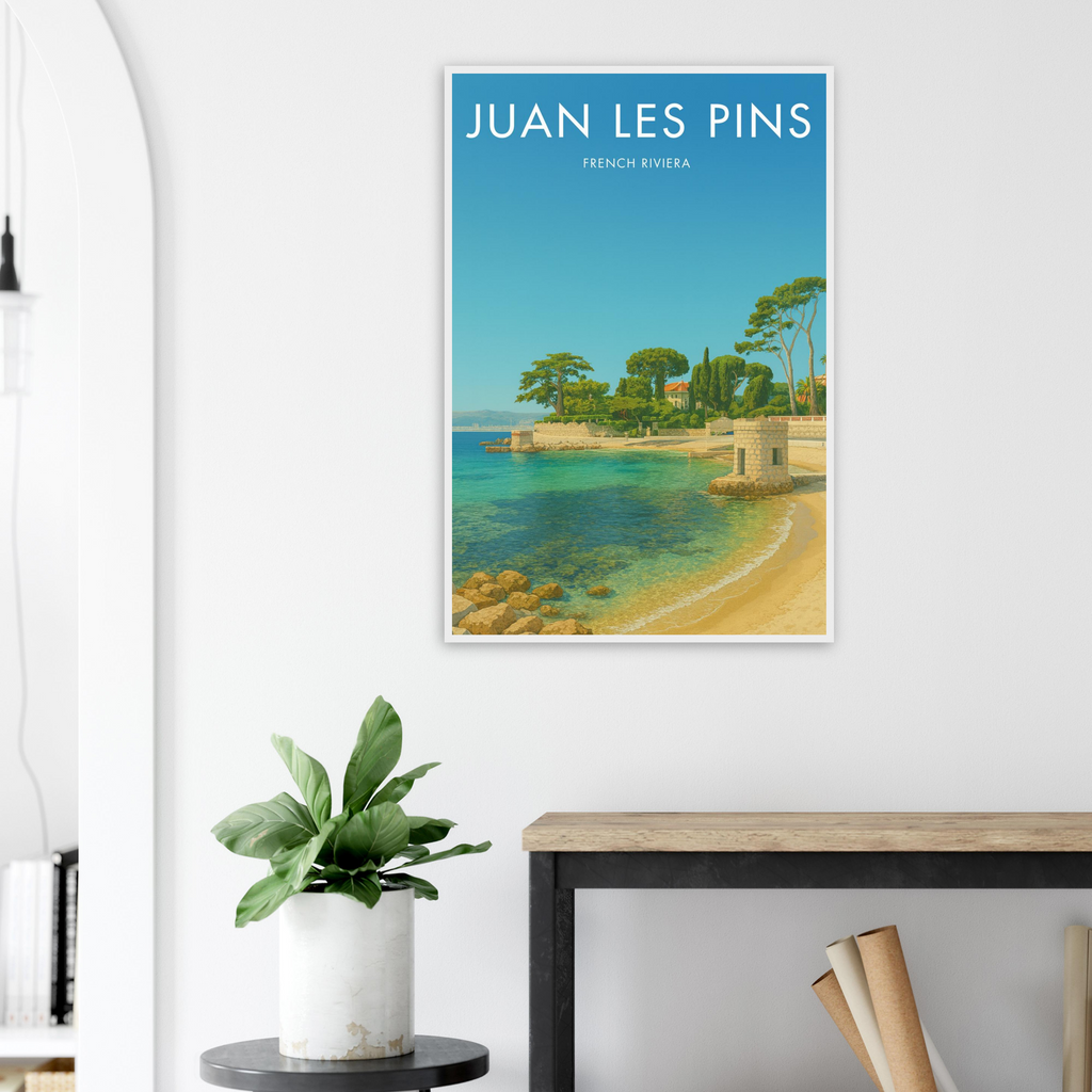Juan Les Pins Wooden Frame Vintage Poster