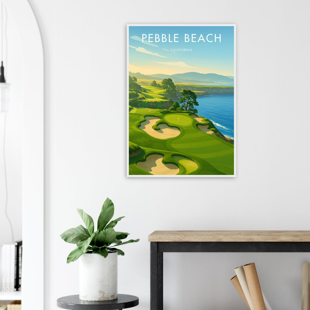 Pebble Beach Golf Course Wooden Frame Poster