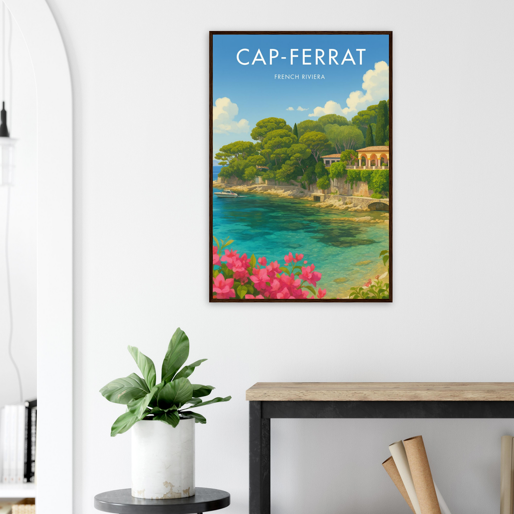 Cap Ferrat Wooden Frame Vintage Poster