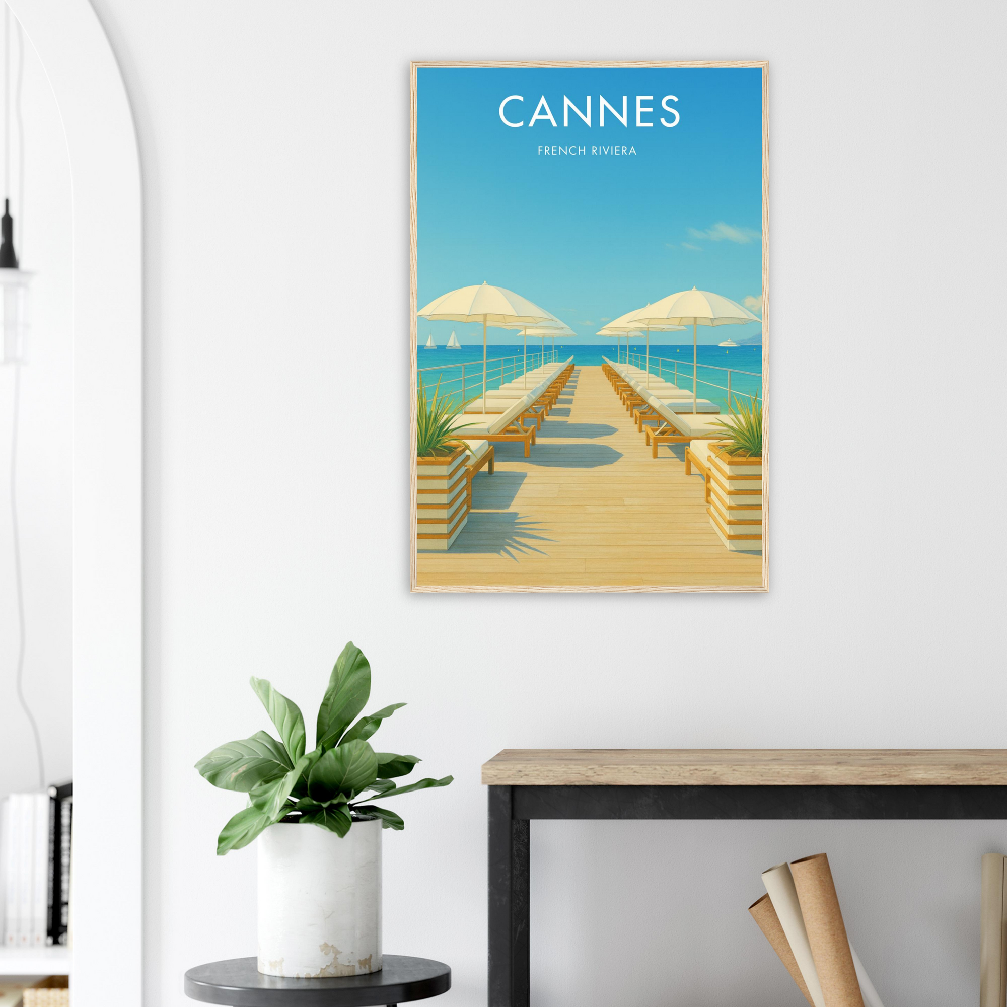 Cannes Wooden Frame Vintage Poster