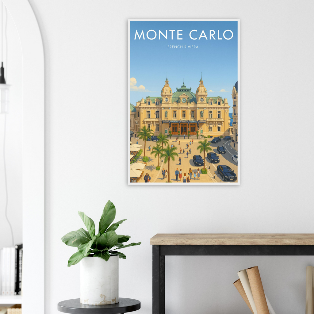 Monte Carlo Wooden Frame Vintage Poster