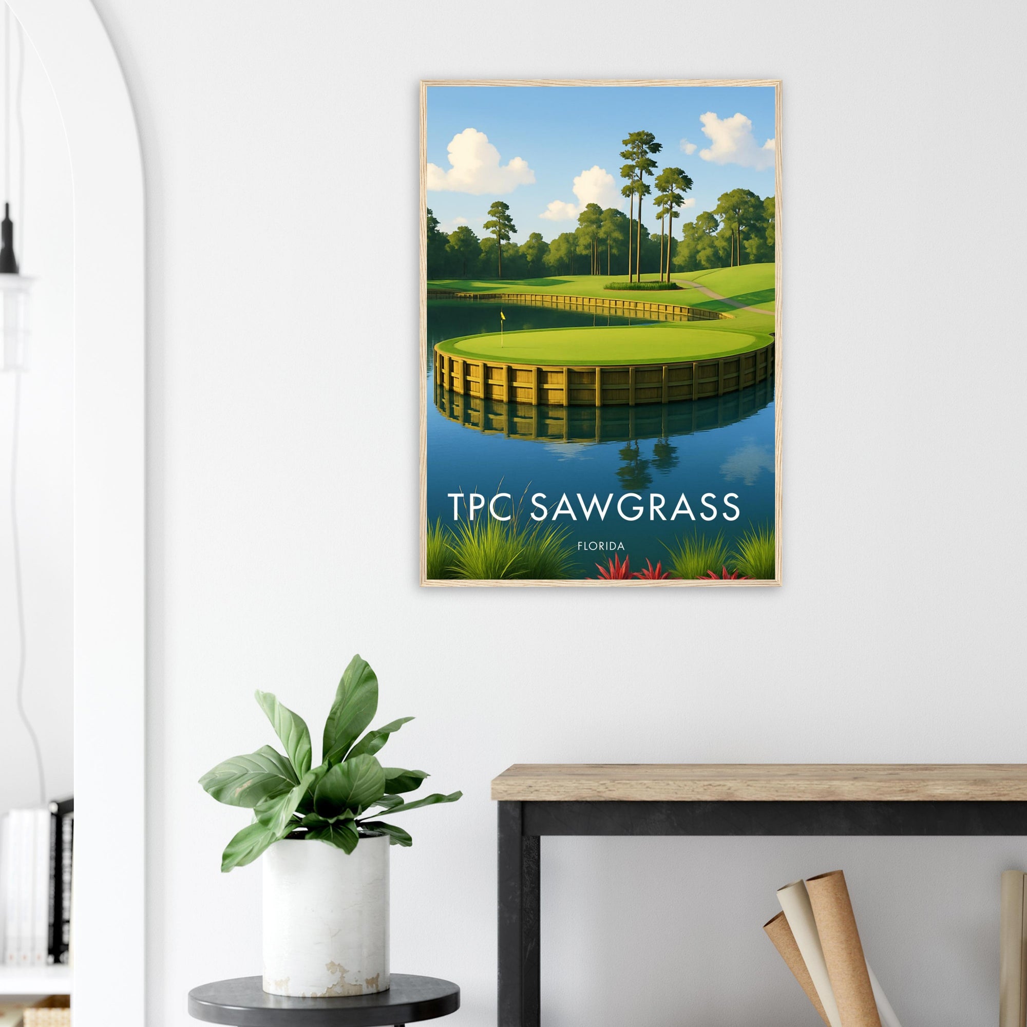TPC Sawgrass Golf Course Wooden Frame Poster
