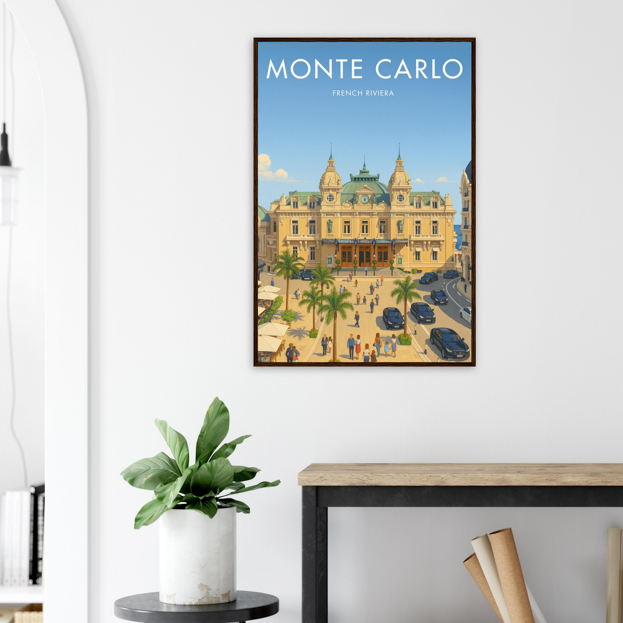 Monte Carlo Wooden Frame Vintage Poster
